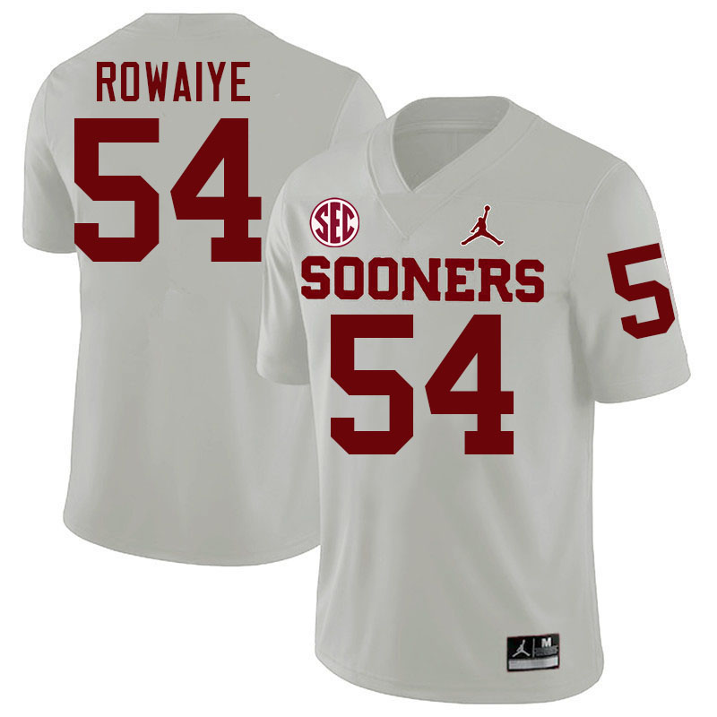 Oklahoma Sooners #54 David Rowaiye College Football Jersey Stitched-White